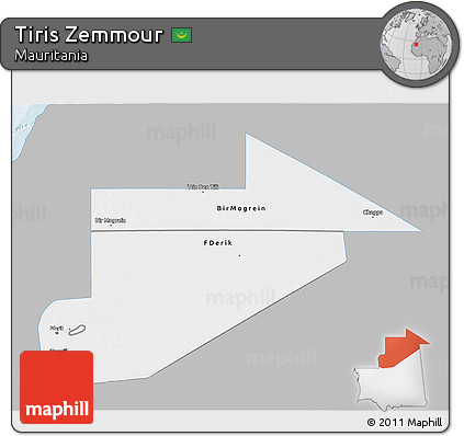 Gray 3D Map of Tiris Zemmour, single color outside