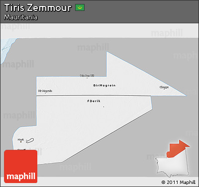 Gray 3D Map of Tiris Zemmour, single color outside