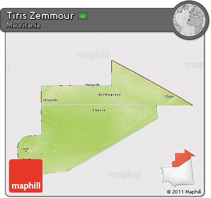 Physical 3D Map of Tiris Zemmour, cropped outside