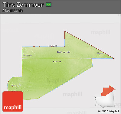 Physical 3D Map of Tiris Zemmour, cropped outside