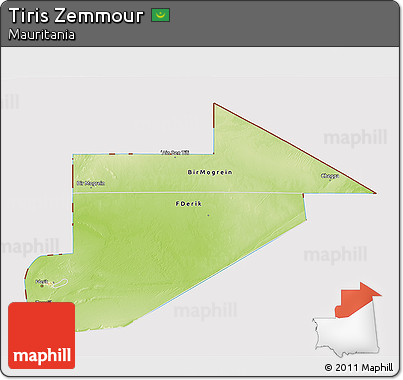 Physical 3D Map of Tiris Zemmour, cropped outside