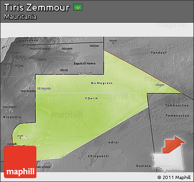 Physical 3D Map of Tiris Zemmour, darken, desaturated