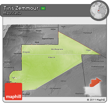 Physical 3D Map of Tiris Zemmour, darken, desaturated