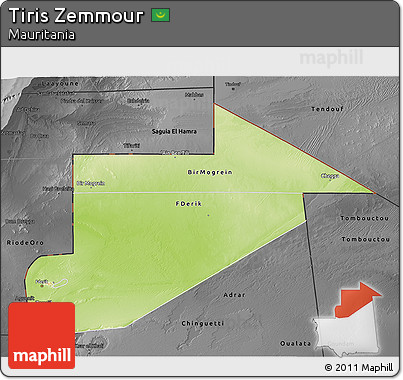 Physical 3D Map of Tiris Zemmour, darken, desaturated