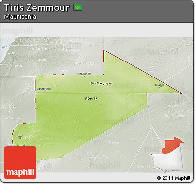 Physical 3D Map of Tiris Zemmour, lighten, semi-desaturated