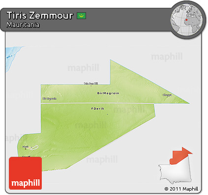 Physical 3D Map of Tiris Zemmour, single color outside