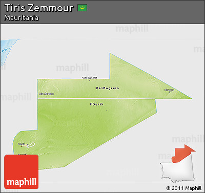 Physical 3D Map of Tiris Zemmour, single color outside