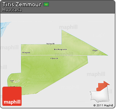 Physical 3D Map of Tiris Zemmour, single color outside