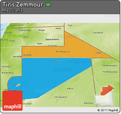 Political 3D Map of Tiris Zemmour, physical outside
