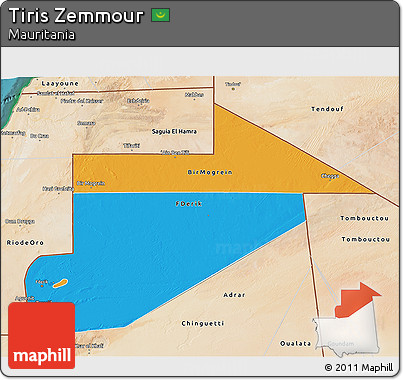 Political 3D Map of Tiris Zemmour, satellite outside
