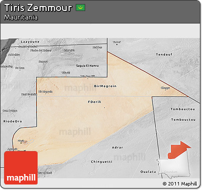 Satellite 3D Map of Tiris Zemmour, desaturated