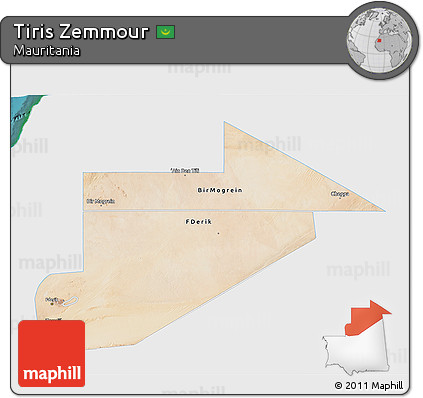 Satellite 3D Map of Tiris Zemmour, single color outside