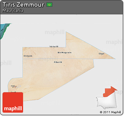 Satellite 3D Map of Tiris Zemmour, single color outside