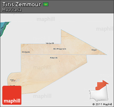 Satellite 3D Map of Tiris Zemmour, single color outside