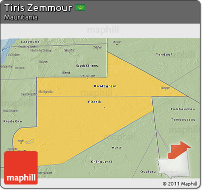 Savanna Style 3D Map of Tiris Zemmour