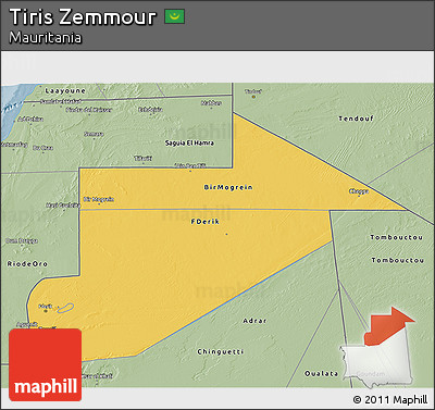 Savanna Style 3D Map of Tiris Zemmour