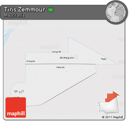 Silver Style 3D Map of Tiris Zemmour, single color outside