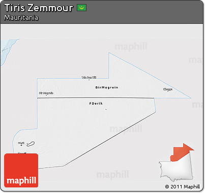 Silver Style 3D Map of Tiris Zemmour, single color outside