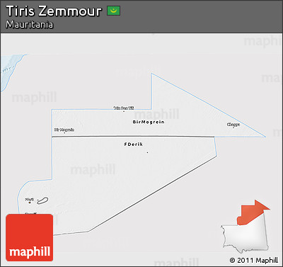 Silver Style 3D Map of Tiris Zemmour, single color outside