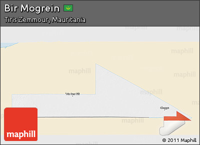 Classic Style 3D Map of Bir Mogrein, single color outside