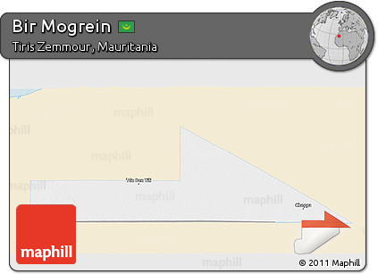Classic Style 3D Map of Bir Mogrein, single color outside
