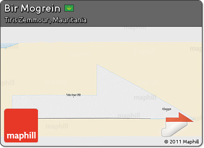 Classic Style 3D Map of Bir Mogrein, single color outside