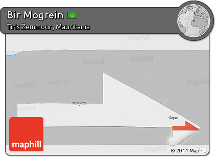 Gray 3D Map of Bir Mogrein, single color outside