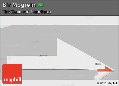 Gray 3D Map of Bir Mogrein, single color outside