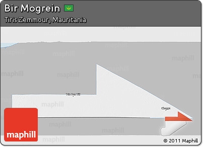 Gray 3D Map of Bir Mogrein, single color outside