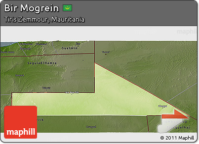 Physical 3D Map of Bir Mogrein, darken