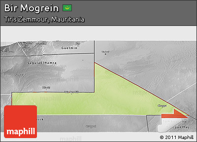 Physical 3D Map of Bir Mogrein, desaturated
