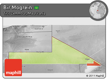Physical 3D Map of Bir Mogrein, desaturated