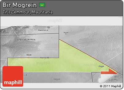 Physical 3D Map of Bir Mogrein, desaturated