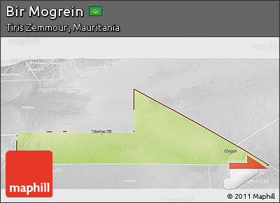 Physical 3D Map of Bir Mogrein, lighten, desaturated