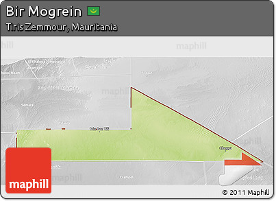 Physical 3D Map of Bir Mogrein, lighten, desaturated