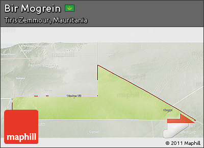 Physical 3D Map of Bir Mogrein, lighten, semi-desaturated