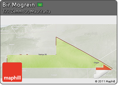 Physical 3D Map of Bir Mogrein, lighten, semi-desaturated