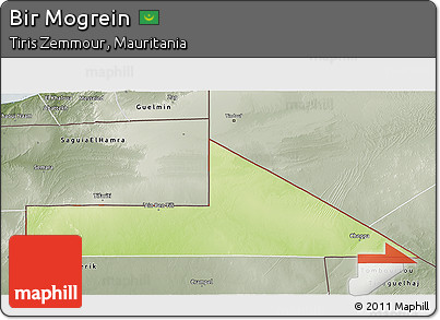 Physical 3D Map of Bir Mogrein, semi-desaturated