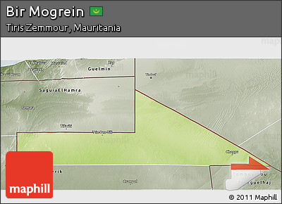 Physical 3D Map of Bir Mogrein, semi-desaturated