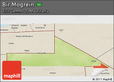 Physical 3D Map of Bir Mogrein, shaded relief outside
