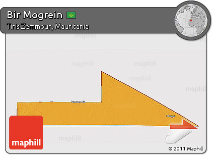 Political 3D Map of Bir Mogrein, cropped outside