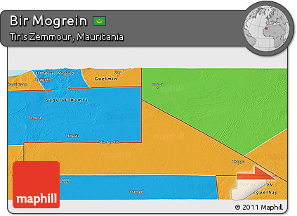 Political 3D Map of Bir Mogrein
