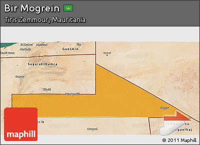 Political 3D Map of Bir Mogrein, satellite outside