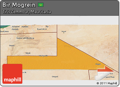 Political 3D Map of Bir Mogrein, satellite outside
