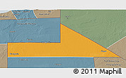 Political 3D Map of Bir Mogrein, semi-desaturated