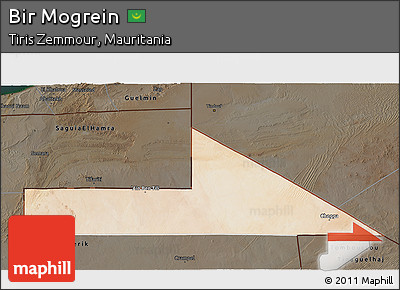 Satellite 3D Map of Bir Mogrein, darken