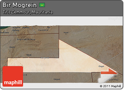 Satellite 3D Map of Bir Mogrein, darken