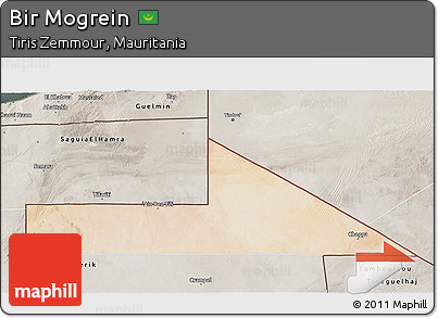 Satellite 3D Map of Bir Mogrein, semi-desaturated