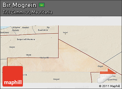 Satellite 3D Map of Bir Mogrein, shaded relief outside