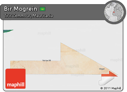 Satellite 3D Map of Bir Mogrein, single color outside